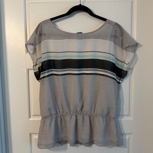 Ann Taylor Black and Gray Patterned Blouse